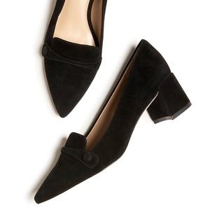 ANN TAYLOR BRAYDON SUEDE BLOCK HEEL PUMP